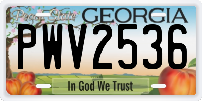 GA license plate PWV2536