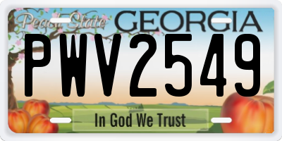 GA license plate PWV2549