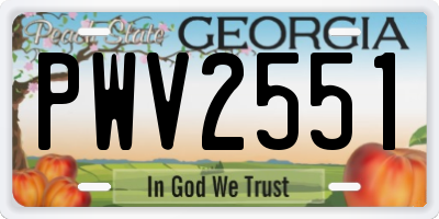 GA license plate PWV2551