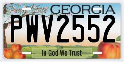 GA license plate PWV2552