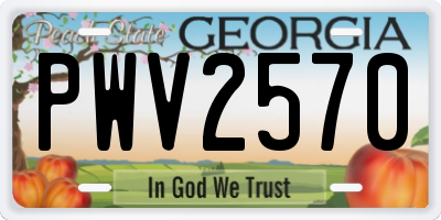 GA license plate PWV2570