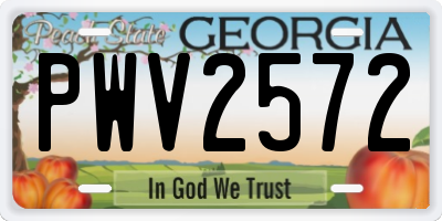 GA license plate PWV2572