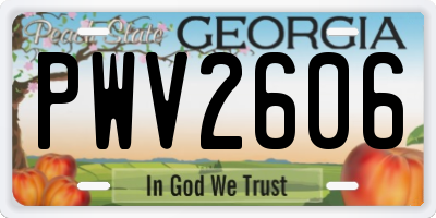 GA license plate PWV2606
