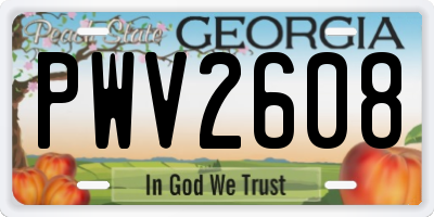 GA license plate PWV2608