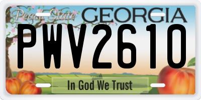 GA license plate PWV2610