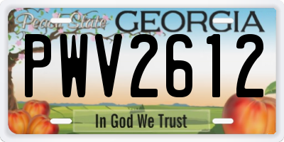GA license plate PWV2612