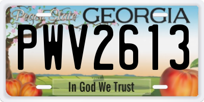 GA license plate PWV2613
