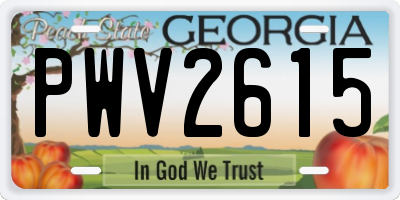 GA license plate PWV2615