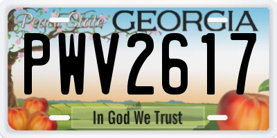 GA license plate PWV2617