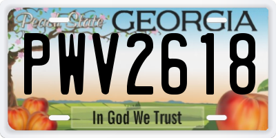 GA license plate PWV2618