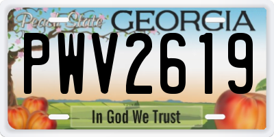 GA license plate PWV2619