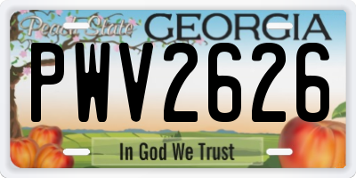 GA license plate PWV2626
