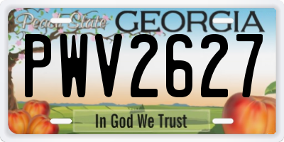GA license plate PWV2627