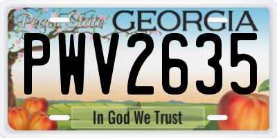 GA license plate PWV2635