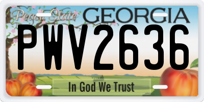 GA license plate PWV2636