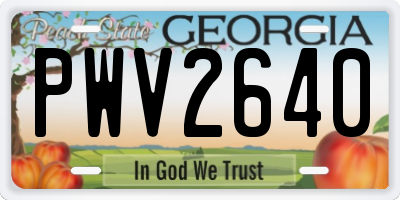 GA license plate PWV2640