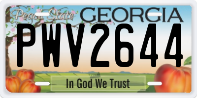 GA license plate PWV2644