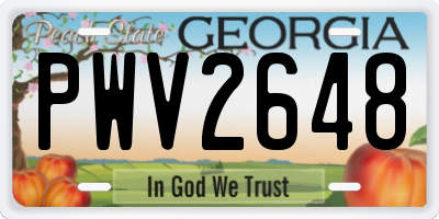 GA license plate PWV2648