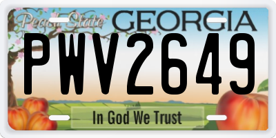 GA license plate PWV2649