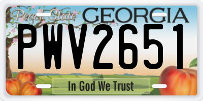 GA license plate PWV2651