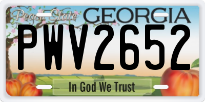 GA license plate PWV2652