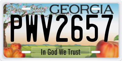 GA license plate PWV2657