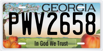 GA license plate PWV2658