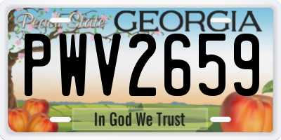 GA license plate PWV2659