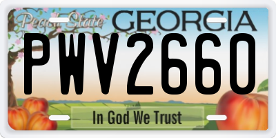 GA license plate PWV2660