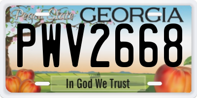 GA license plate PWV2668