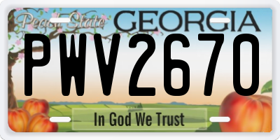 GA license plate PWV2670