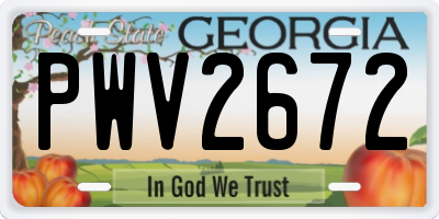 GA license plate PWV2672