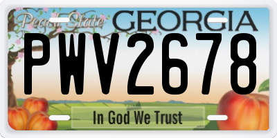 GA license plate PWV2678