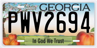 GA license plate PWV2694