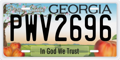 GA license plate PWV2696