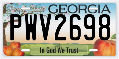 GA license plate PWV2698