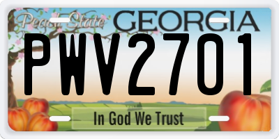 GA license plate PWV2701