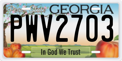 GA license plate PWV2703