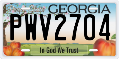 GA license plate PWV2704