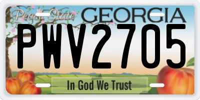 GA license plate PWV2705