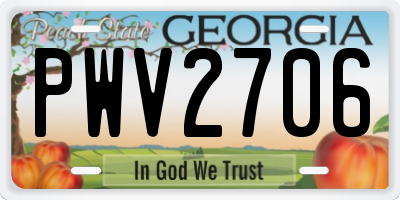 GA license plate PWV2706