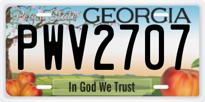 GA license plate PWV2707