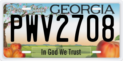 GA license plate PWV2708