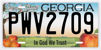 GA license plate PWV2709