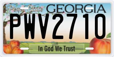 GA license plate PWV2710