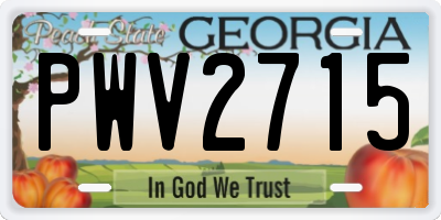 GA license plate PWV2715
