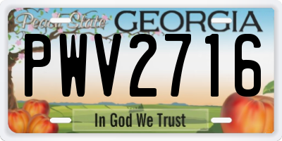 GA license plate PWV2716