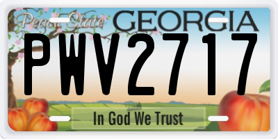 GA license plate PWV2717