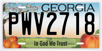 GA license plate PWV2718