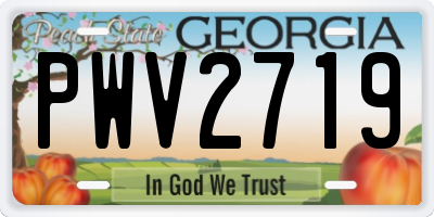 GA license plate PWV2719
